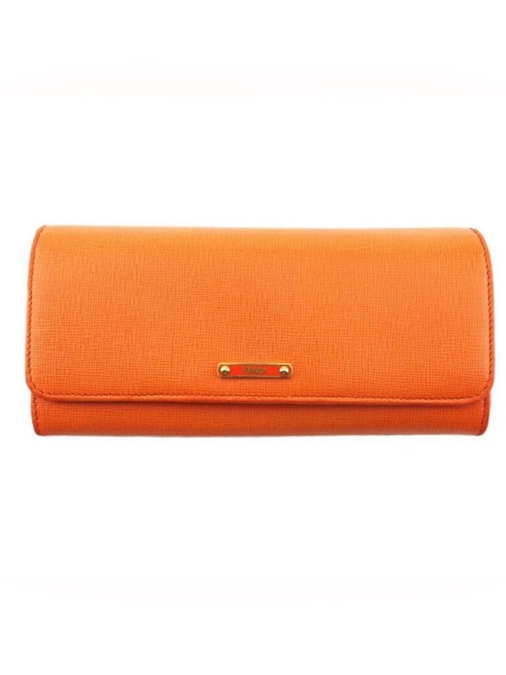 EUC Fendi Tangerine Continental Leather Wallet